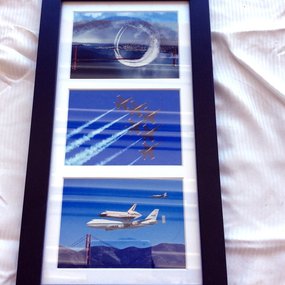 Framed aerial prints of jets